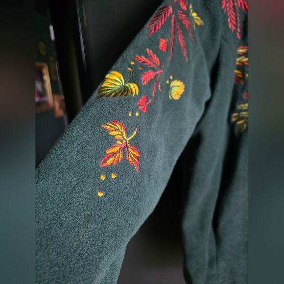 Bob Mackie art fleece jacket colorful fall leaves ART TO WEAR 1X PLUS SIZE - Picture 4 of 14